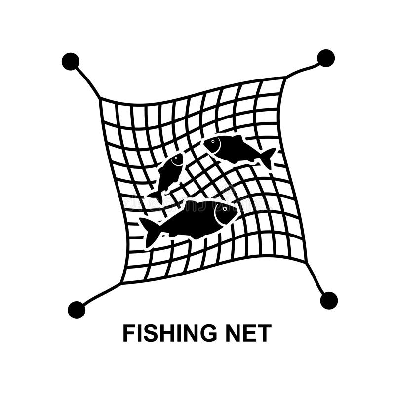 Fishing net icon. The black fishing net symbol isolated on background royalty free illustration
