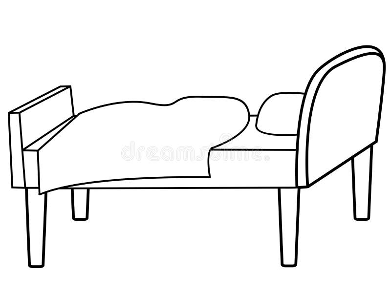 blanket on bed drawing clipart