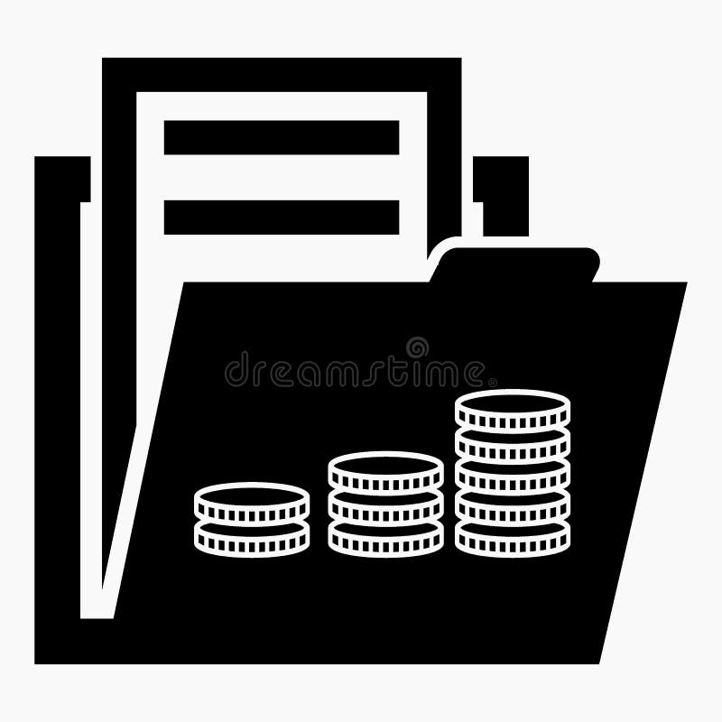 Icon folder and gold money. Financial documents. Deposit deposit. Bank accounts Vector icon