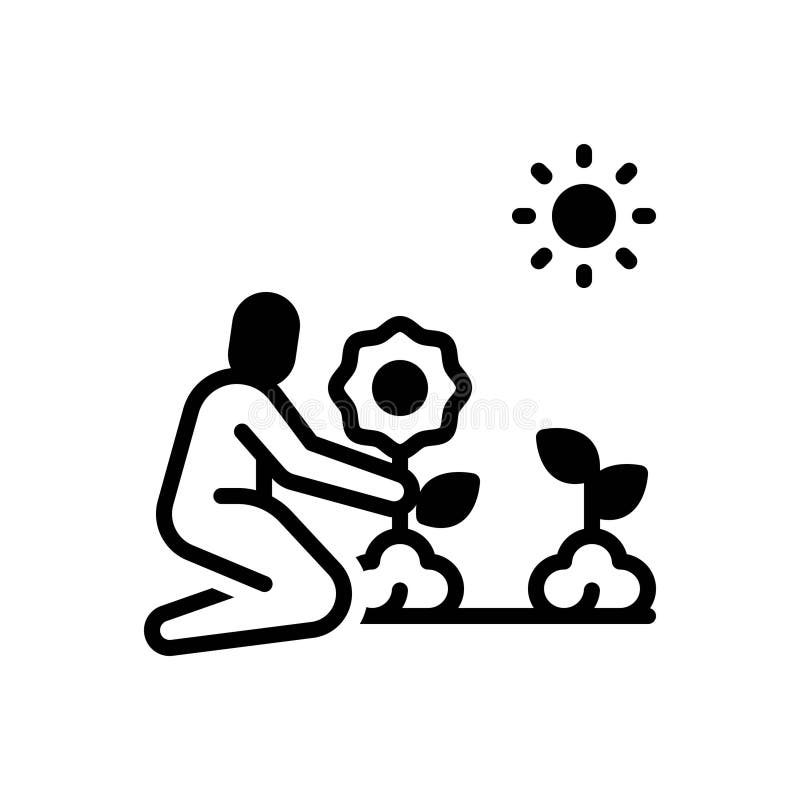 Black solid icon for Gardening, garden and ecology stock illustration