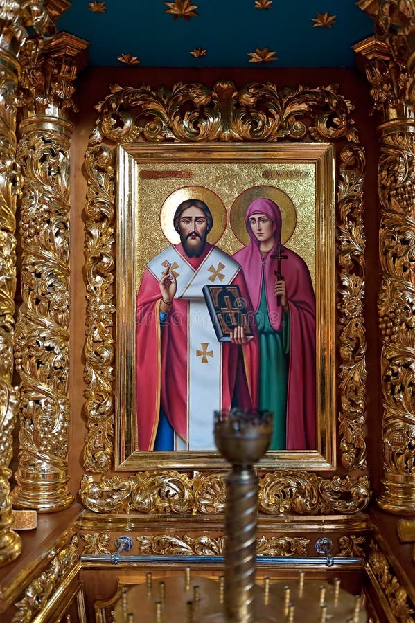 Icon of Manyava Skete of the Exaltation of the Holy Cross in Carpathians of western Ukraine