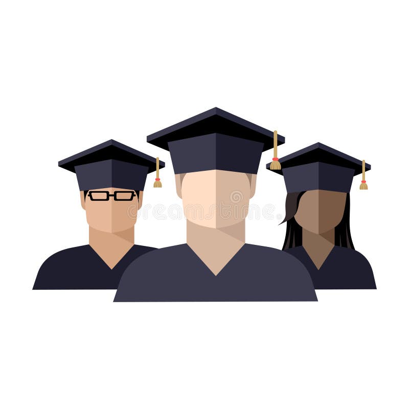 icon of a group of students boys and girls in a graduate cap stock illustration icon of a group of students boys and girls in a graduate cap stock illustration