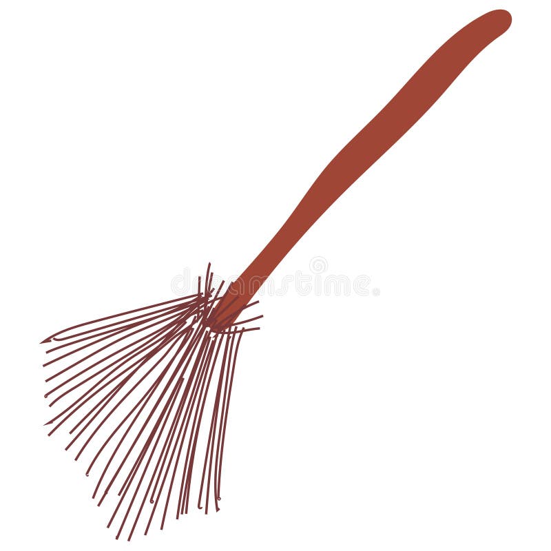 Icon of a Hand Drawn Doodle Broom.Single Design Graphic Element Stock