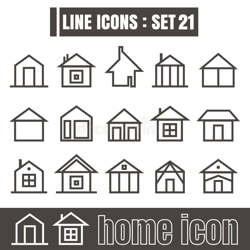 Icon Home Line Black Modern Style Vector On White Background Stock