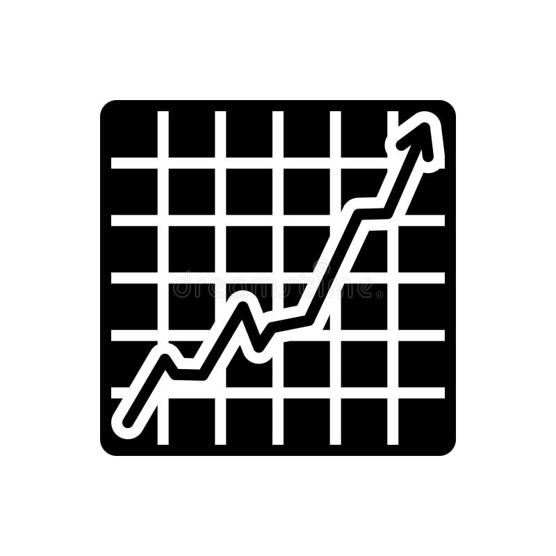 Black Stocks Market Growth Graphs and Money Icon Isolated on White