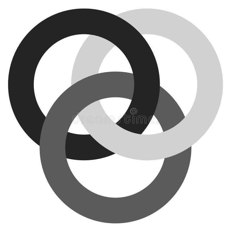 Icon with 3 interlocking circles. rings. Abstract symbol for con vector illustration