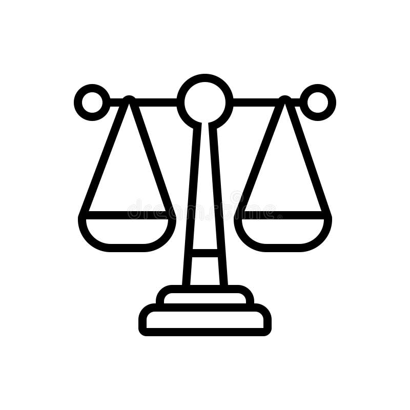 Black Line Icon for Law, Justice and Legal Stock Vector Illustration