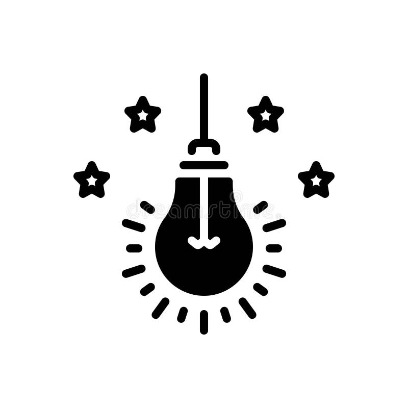 Black Solid Icon for Brightness, Bulb and Star Stock Vector ...