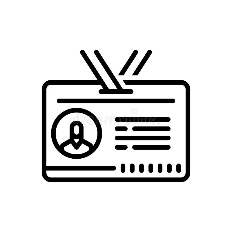 Black line icon for Meeting Id, license and membership vector illustration