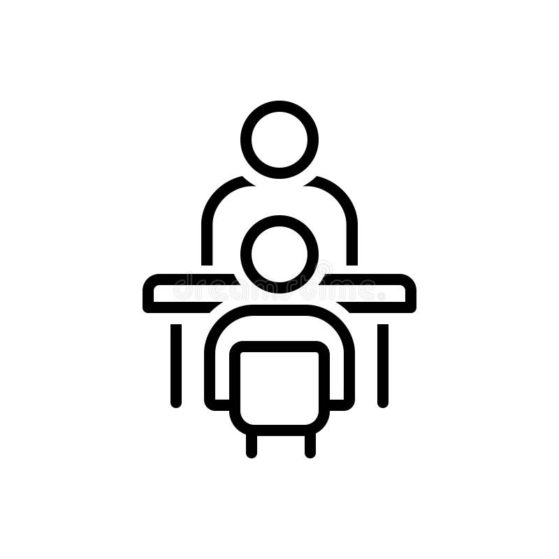 Black line icon for Meeting, interview and pedestal stock illustration