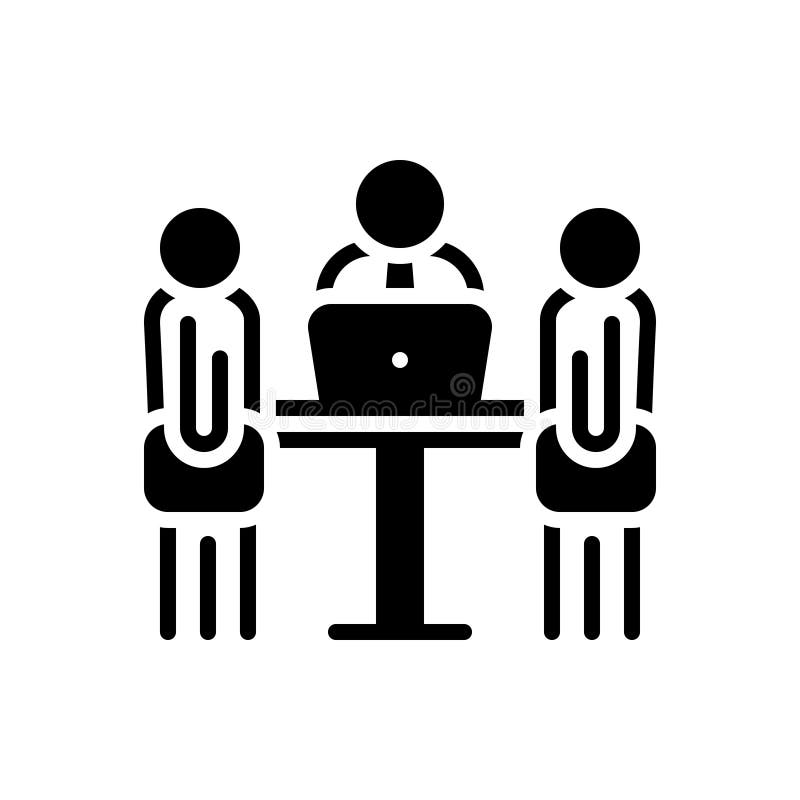 Black solid icon for Meeting, people and interview stock illustration
