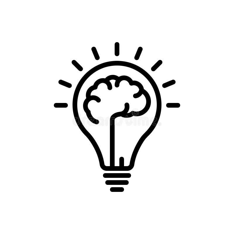 Black line icon for Mindset, mentality and creativity stock illustration
