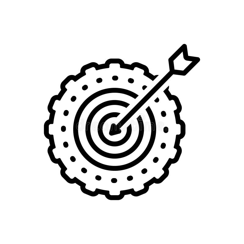 Black line icon for Mission, arrow and center stock illustration