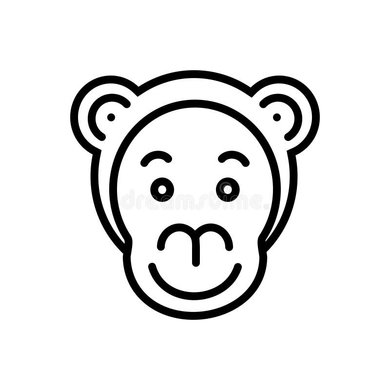 Black line icon for Monkey, face and animal royalty free illustration