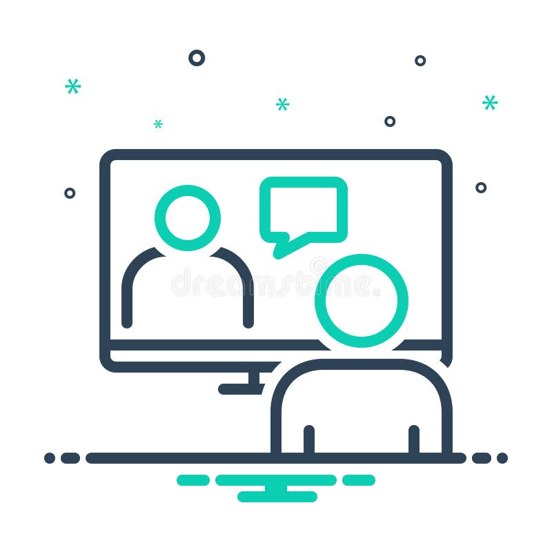 Mix icon for Online Conference, meeting room and hall vector illustration