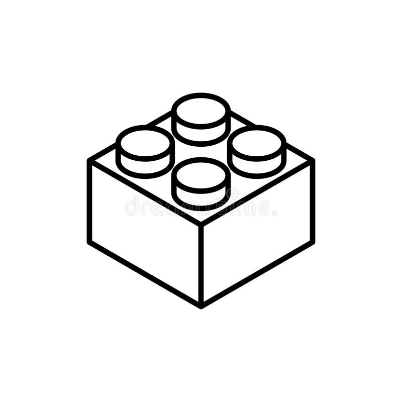 Icon outline building block on white background in isometric sty stock illustration
