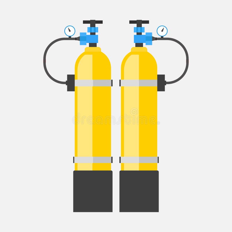 Icon oxygen cylinders, vector image, flat design royalty free illustration