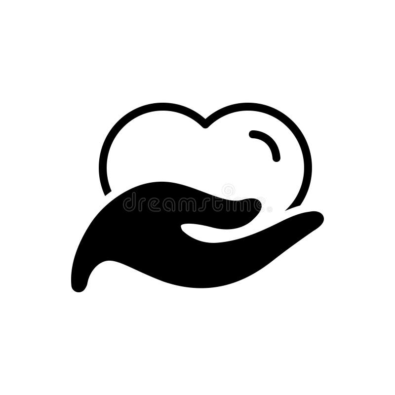 Black solid icon for Philanthropy, benevolence and charitableness stock illustration