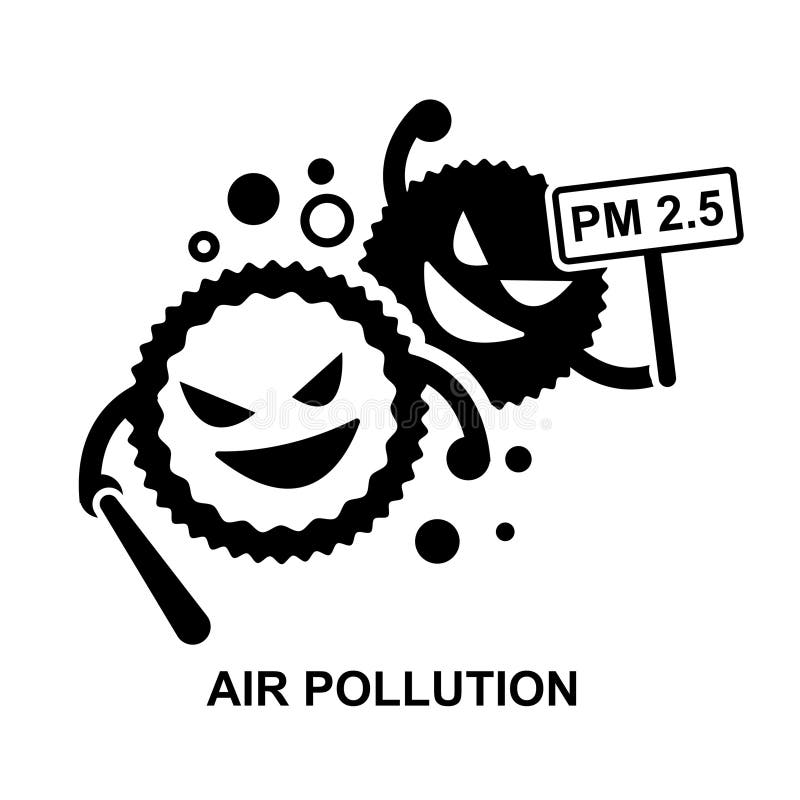 Air Pollution Icon. Atmospheric Aerosol Particles Isolated on