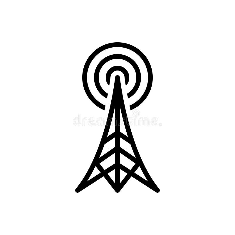 Black line icon for Radio Tower, antenna and broadcast