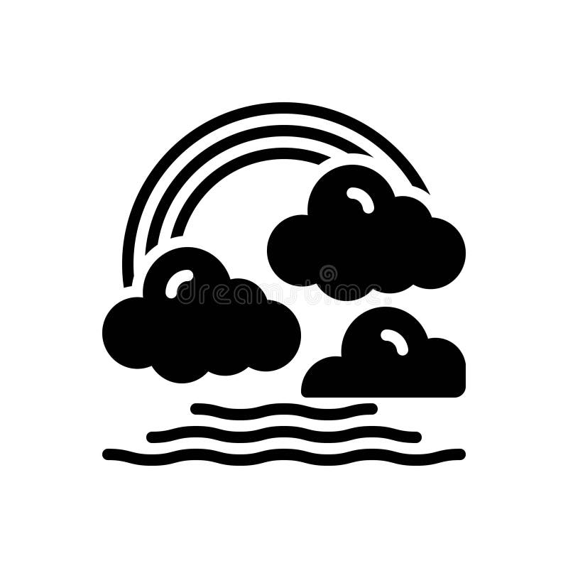 Black solid icon for Rainbow, nature and cloudy stock illustration