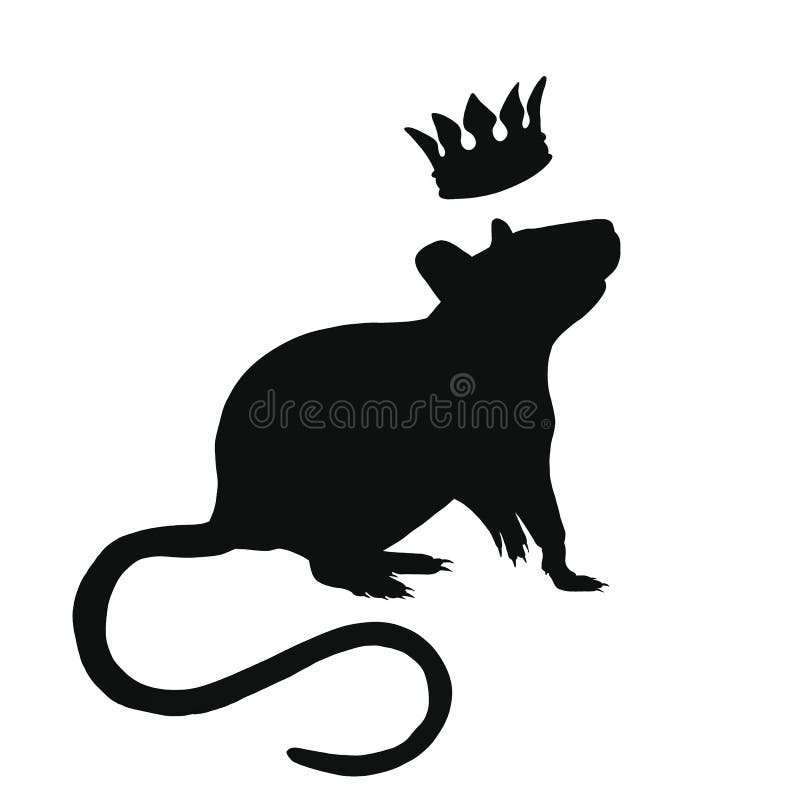 Icon of king rat silhouette. Black illustration of rodent