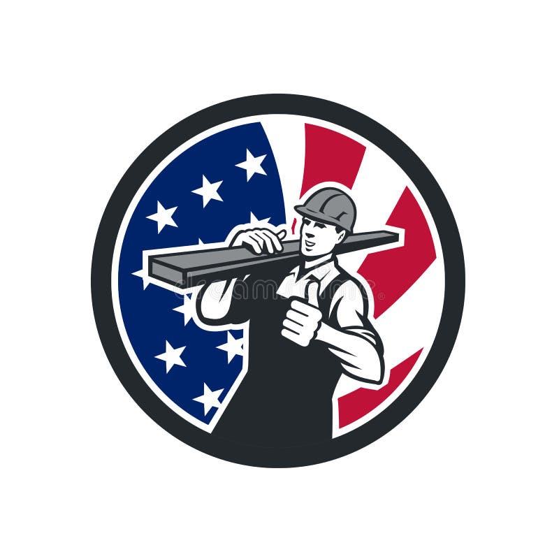 American Lumberyard Worker USA Flag Icon