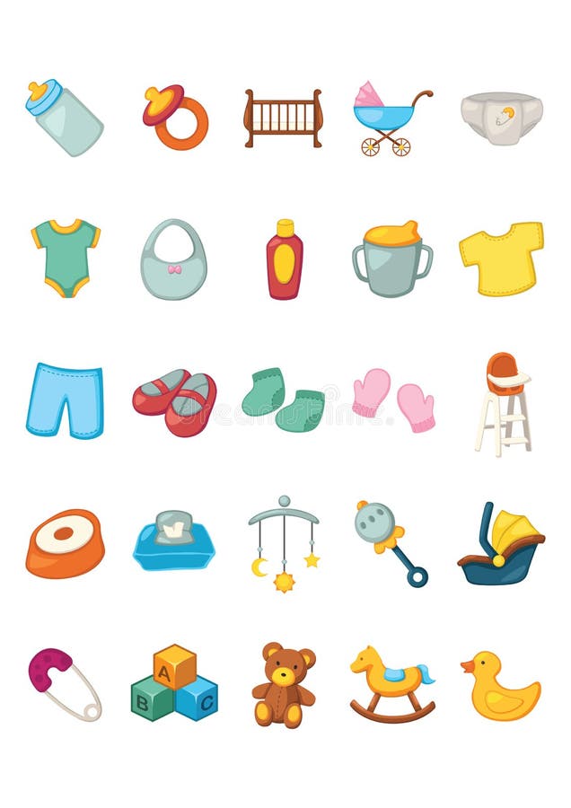 Download Icon set - Baby products stock vector. Illustration of cradle - 42461277