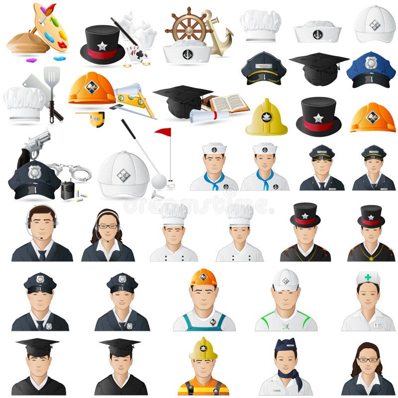 Icon set for different professions jumbo collection