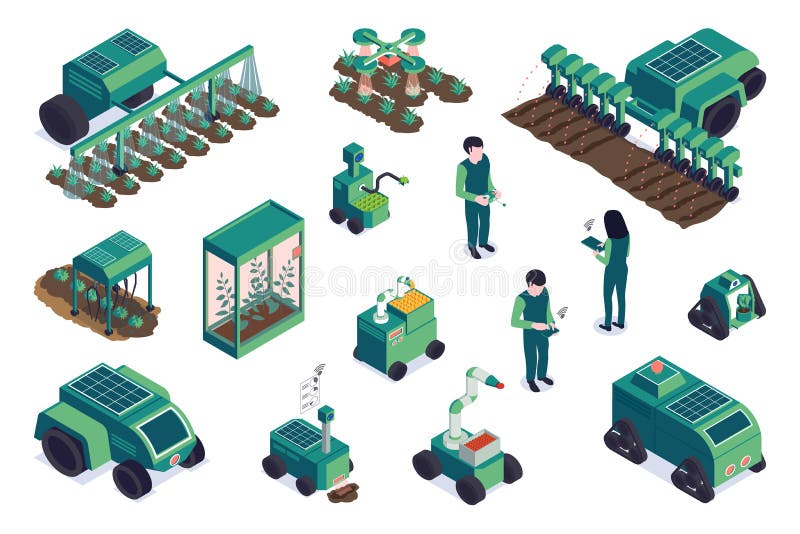 Icon Set für intelligente Landwirtschaft stock abbildung