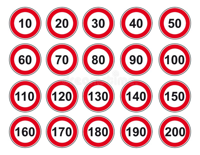 Icon set sign speed limit stock illustration