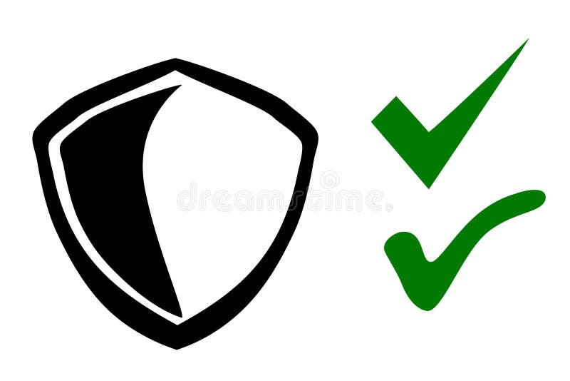 Icon Shield or protection true and false symbol, Simple Vector Doodle hand draw sketch stock illustration