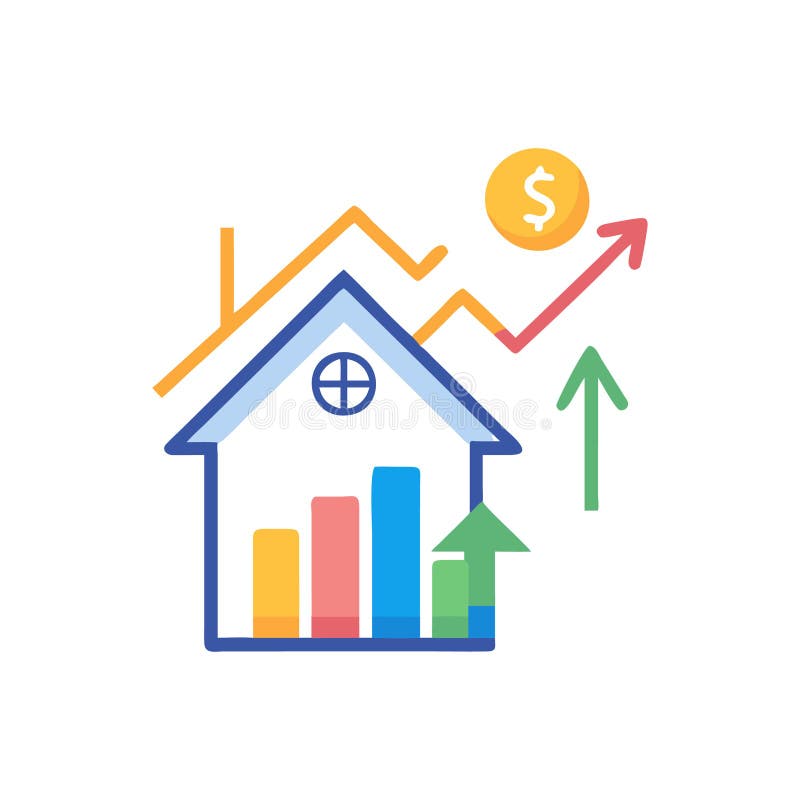 House Price Trends Icon for Financial Planning vector illustration