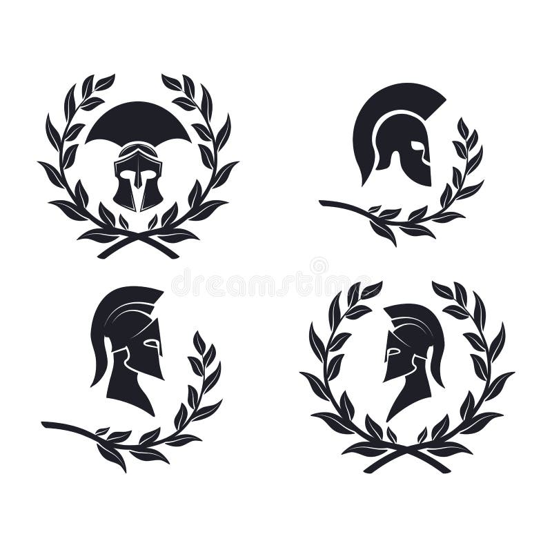 Icon Spartan warrior in the laurel wreath