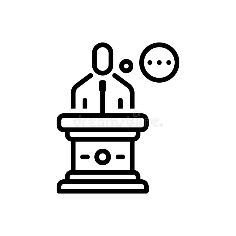 Black line icon for Speech, podium and lecturer royalty free illustration