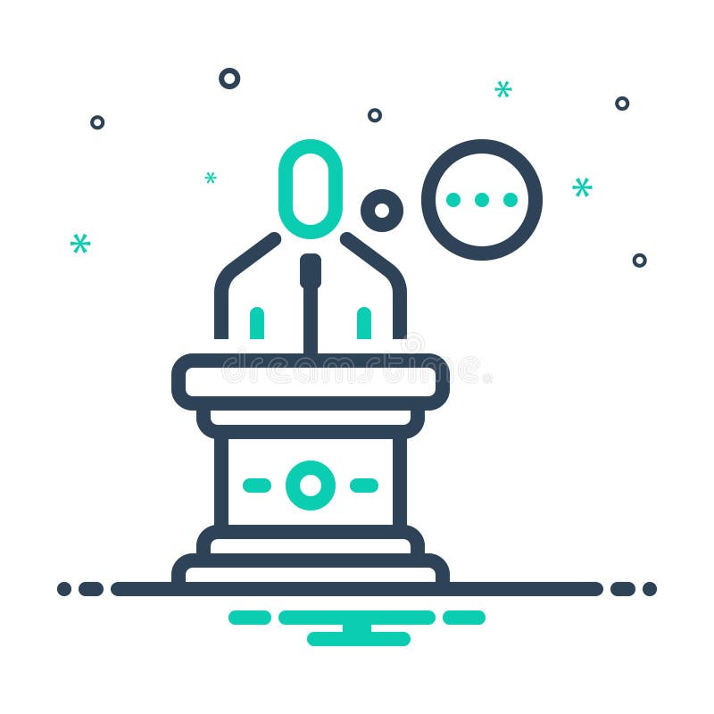 Mix icon for Speech, podium and lecturer stock illustration