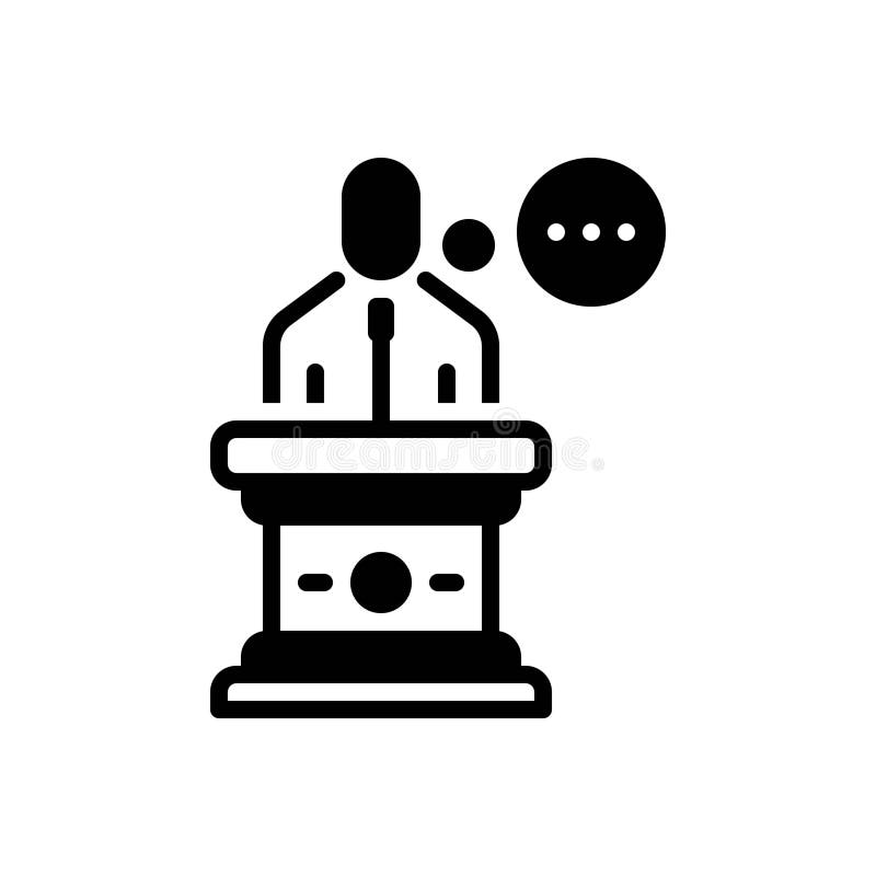 Black solid icon for Speech, podium and lecturer stock illustration