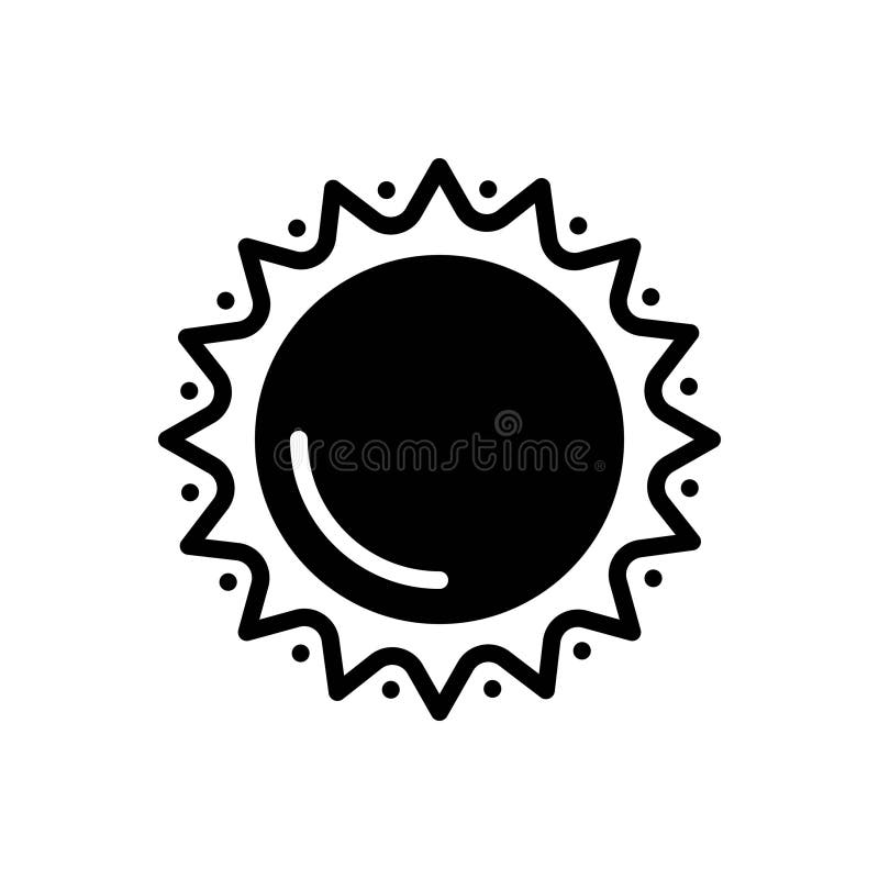 Black solid icon for Sun, phoebus and summer stock illustration
