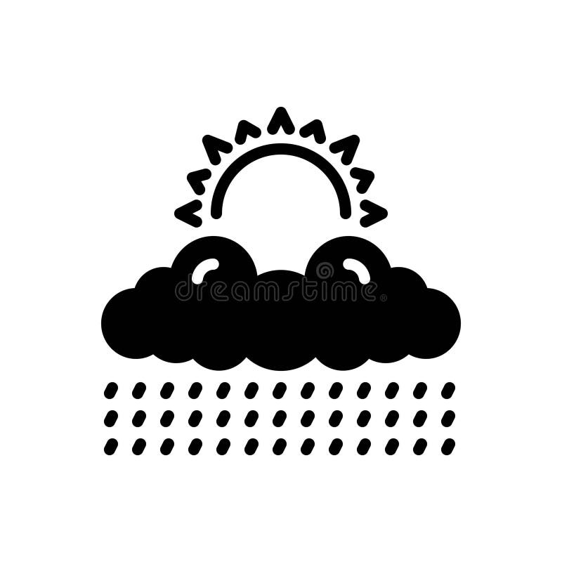Black solid icon for Sun & Rain, sun and rainfall stock illustration