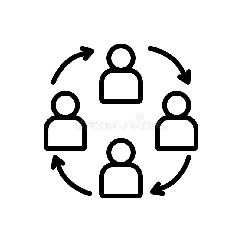 Black line icon for Teamwork, harmony and partnership royalty free illustration