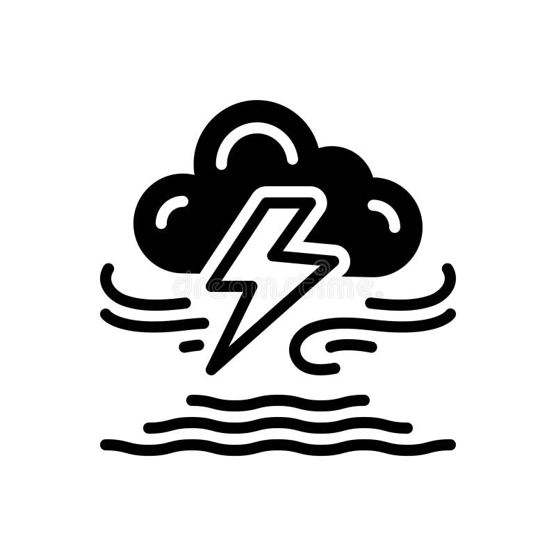 Black solid icon for Thunderstorm, typhoon and windy royalty free illustration