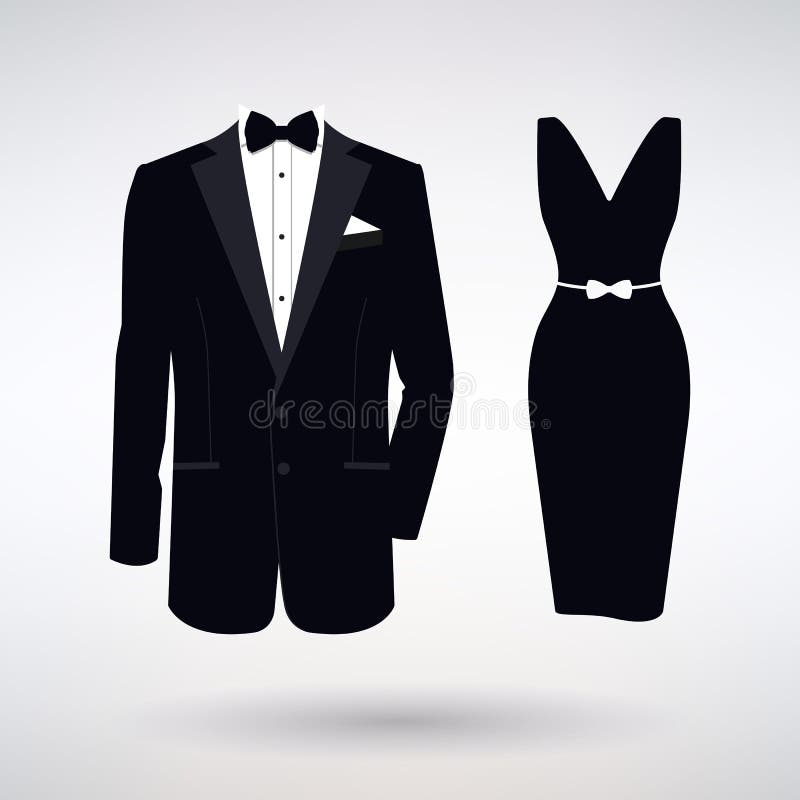 Icon Tuxedo and Dress for Celebration Stock Vector Illustration of