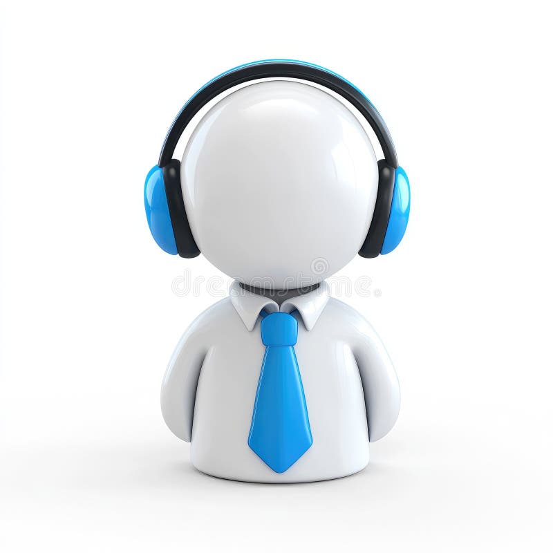 Icona Agente di supporto clienti con cuffia 3D Render of Business Man royalty illustrazione gratis