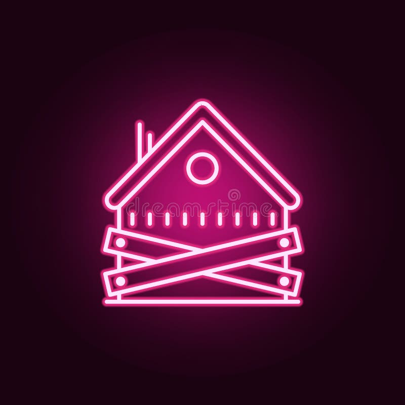 abandoned house neon icon. Elements of Banking set. Simple icon for websites, web design, mobile app, info graphics on dark gradient background. abandoned house neon icon. Elements of Banking set. Simple icon for websites, web design, mobile app, info graphics on dark gradient background