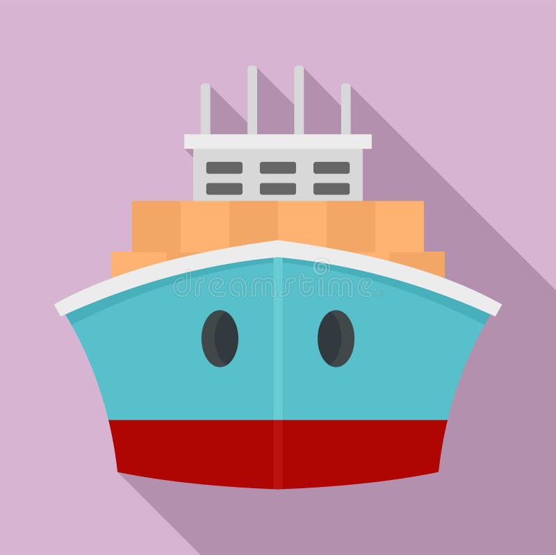Icona anteriore della nave porta-container, stile piano royalty illustrazione gratis Icona anteriore della nave porta-container, stile piano royalty illustrazione gratis