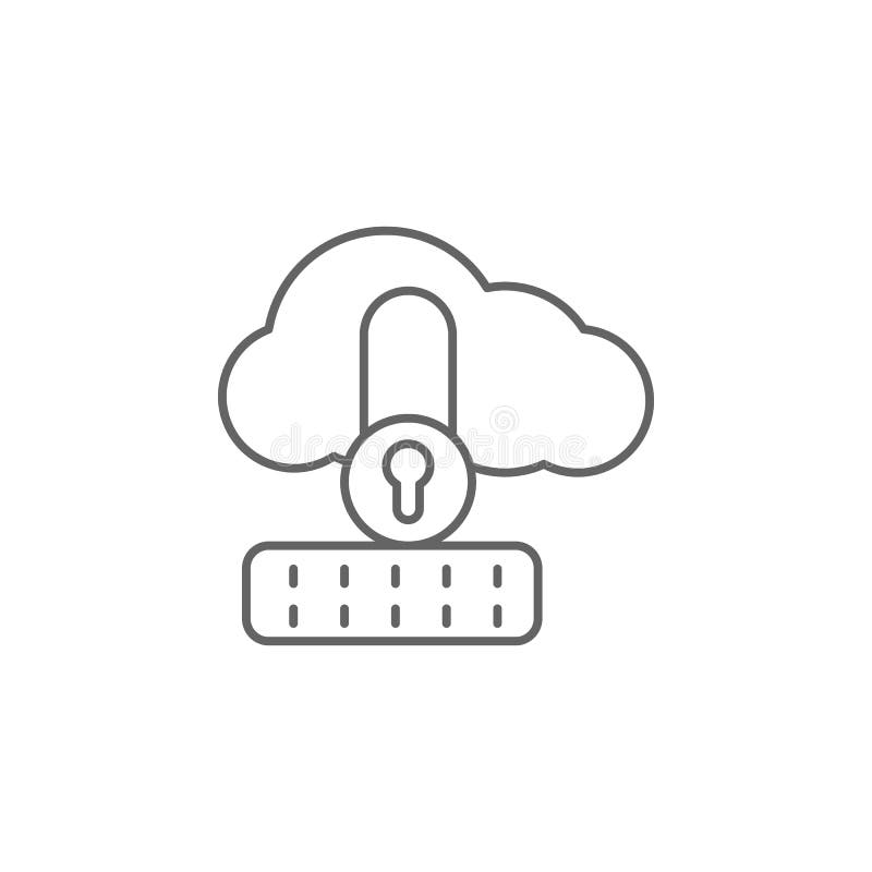 Icona blocco cloud. elemento dell'icona sulla cibercriminalità. icona a linea sottile per la progettazione e lo sviluppo di app pe royalty illustrazione gratis