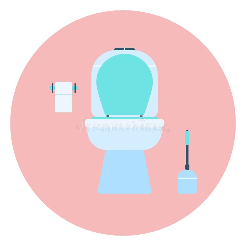 Icona blu piana della ciotola di toilette, simbolo della toilette illustrazione di stock Icona blu piana della ciotola di toilette, simbolo della toilette illustrazione di stock