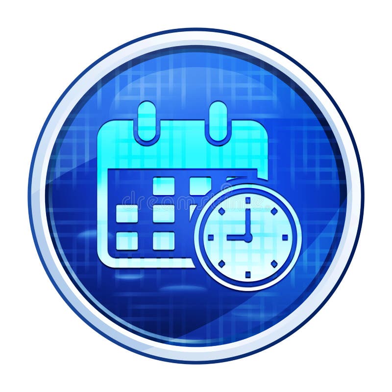 Icona calendario data appuntamento, illustrazione vettoriale pulsante blu futuristico