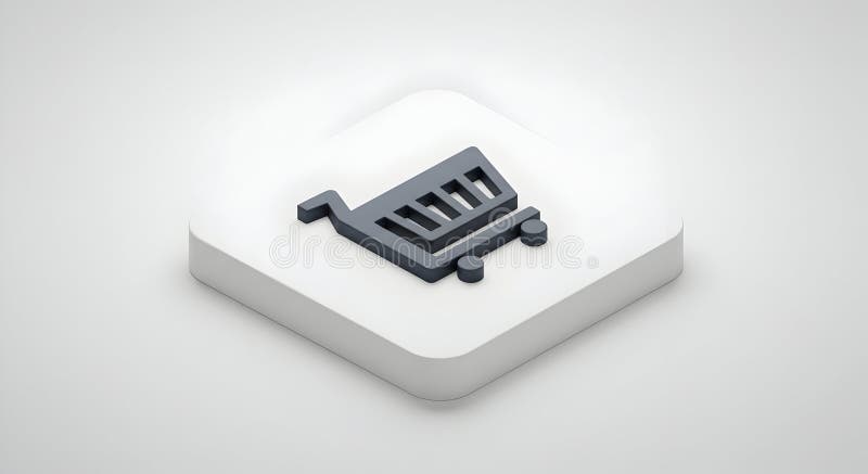 Icona carrello acquisti su White Platform Minimalist Style fotografia stock libera da diritti