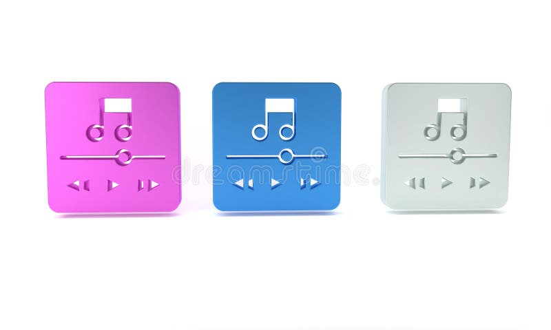 Icona colorata del lettore musicale isolata in fondo bianco. dispositivo musicale portatile. minimalismo concetto 3d rendering royalty illustrazione gratis